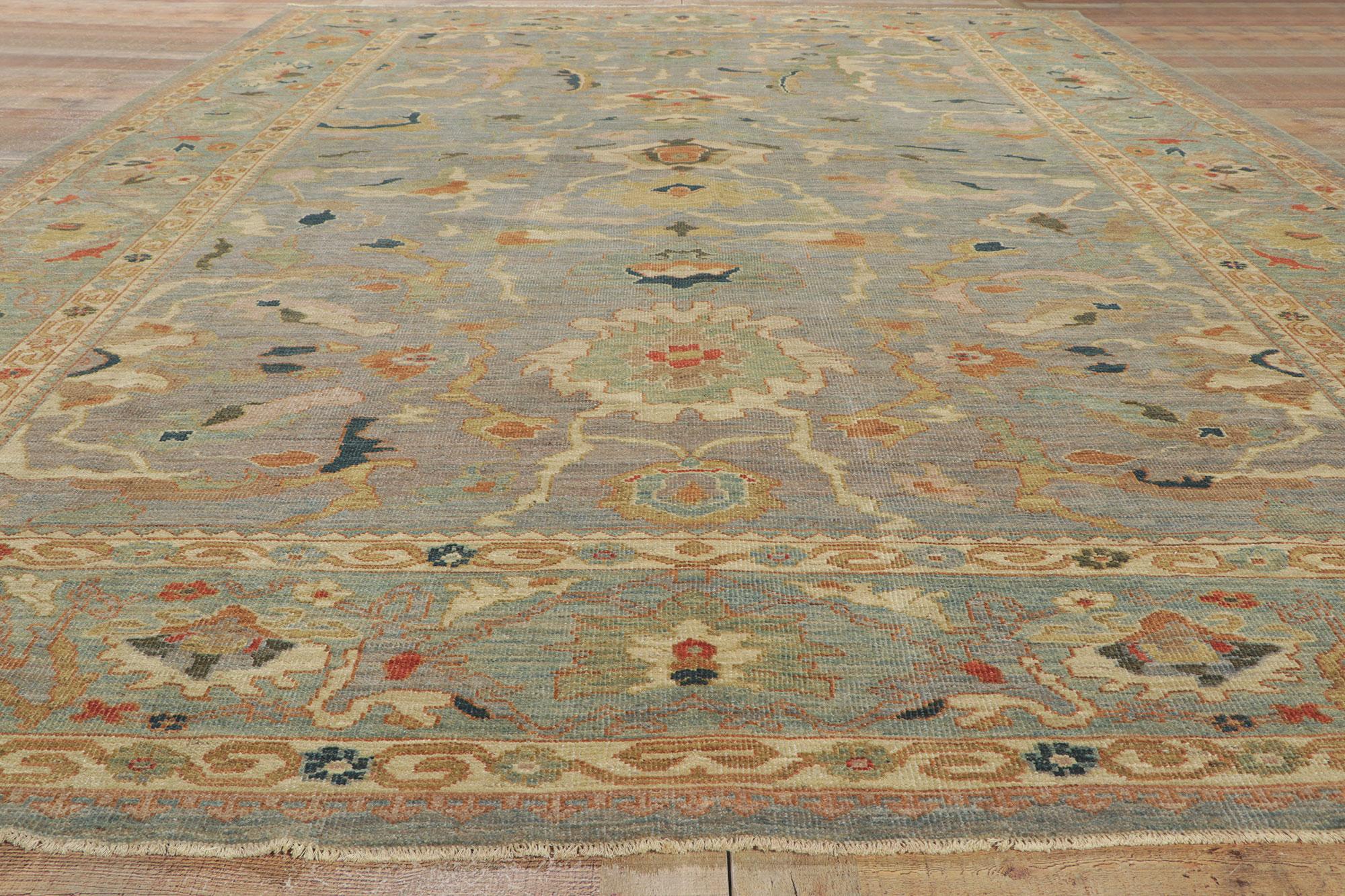 Organic Modern Blue Persian Sultanabad Rug For Sale 2