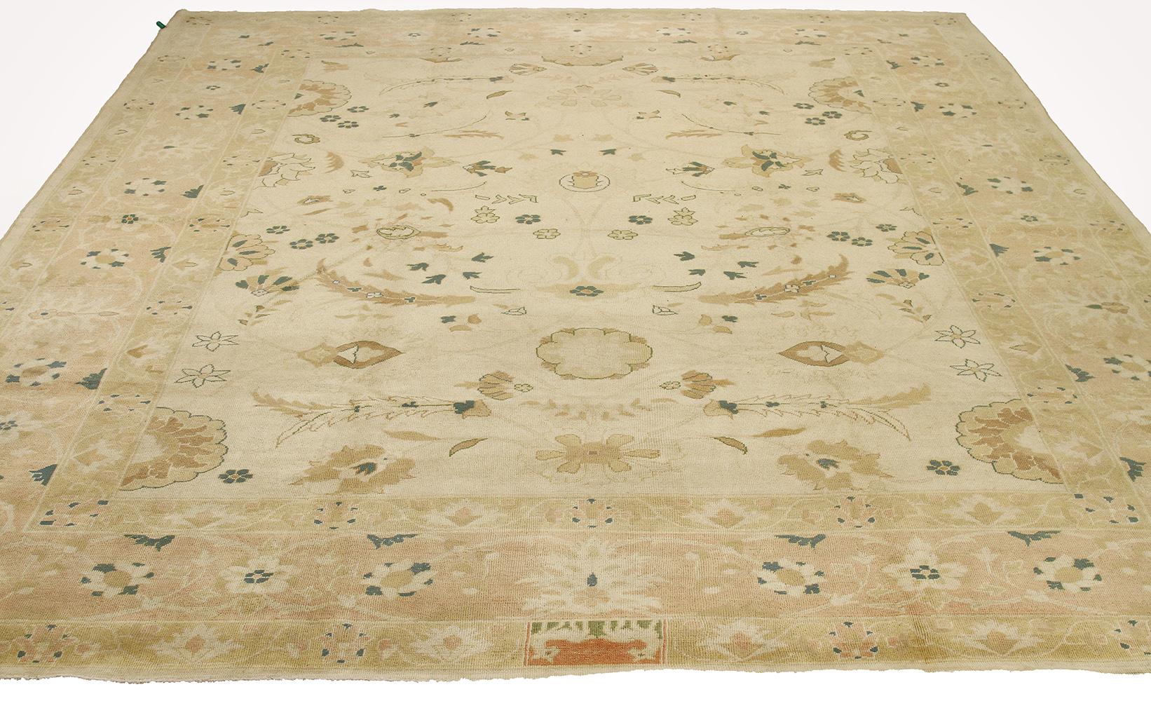 Hand-Woven New Persian Sultanabad Rug with Blue and Brown Botanical Details For Sale