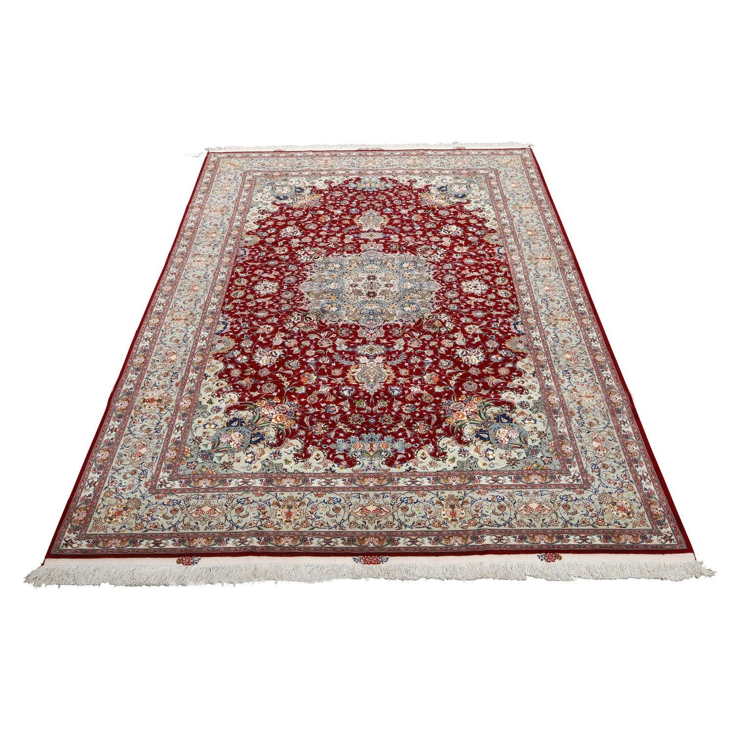 Persiano Tappeto New Persian Tabriz Gharebaghi in lana e seta - Dimensioni: 12'3 X 8'1 in vendita
