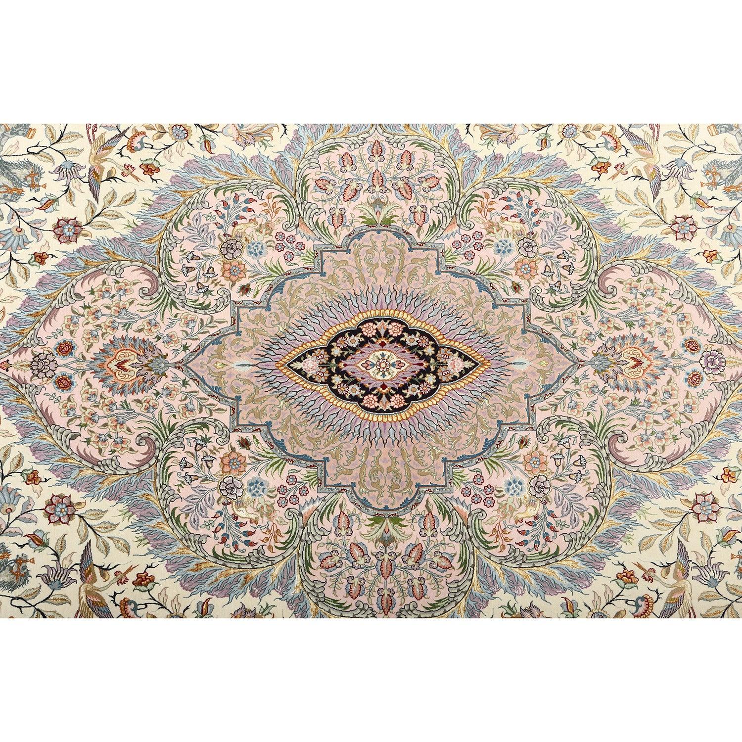 Annodato a mano Tappeto New Persian Tabriz Goli Nami in lana e seta - Dimensioni: 19'8 X 12'10 in vendita