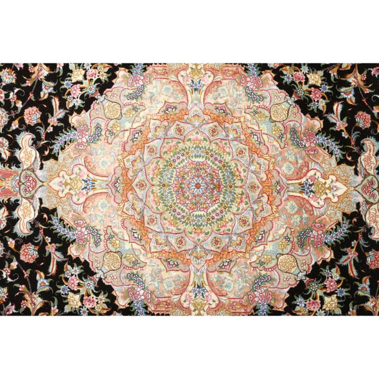 Annodato a mano Tappeto New Persian Tabriz Honarmand in kork e seta - Dimensioni: 10' X 6'9 in vendita