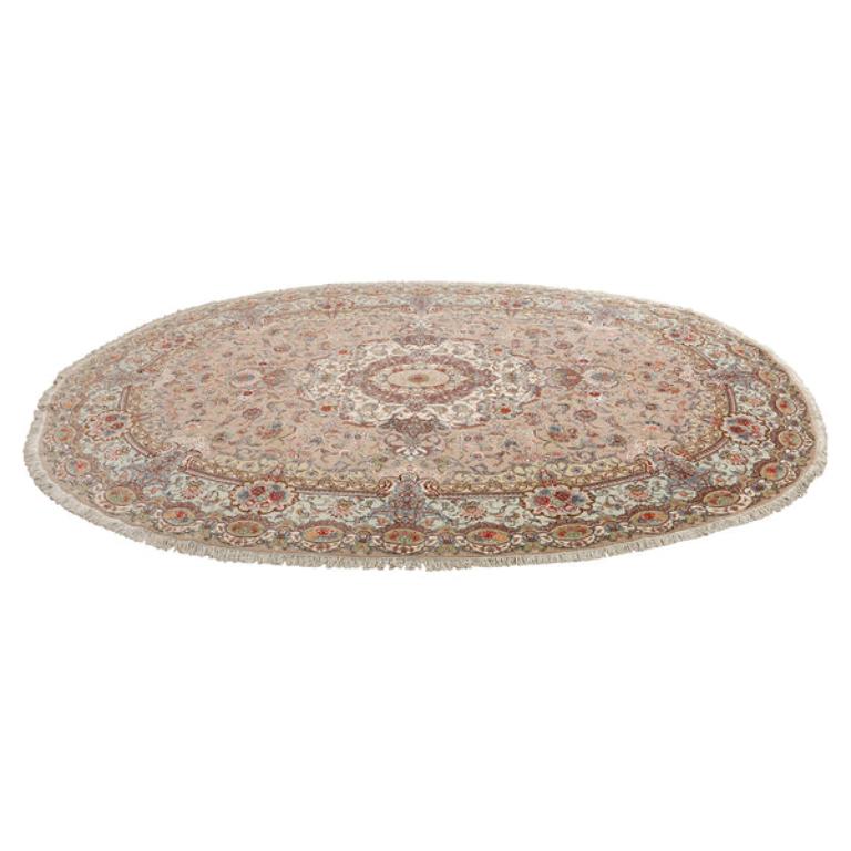 Persiano Tappeto ovale New Persian Tabriz in kork e seta - Dimensioni: 11'9 X 7'11 in vendita