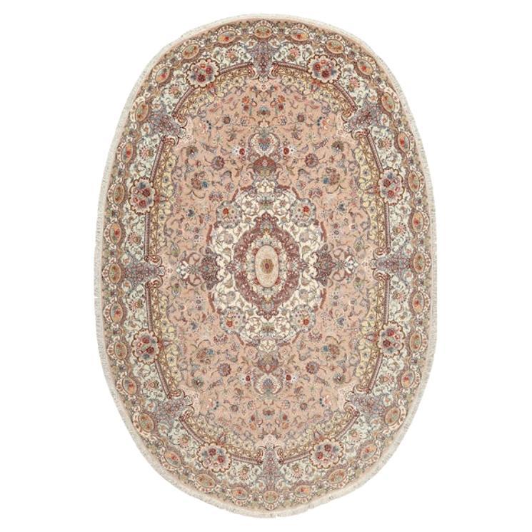 Tappeto ovale New Persian Tabriz in kork e seta - Dimensioni: 11'9 X 7'11