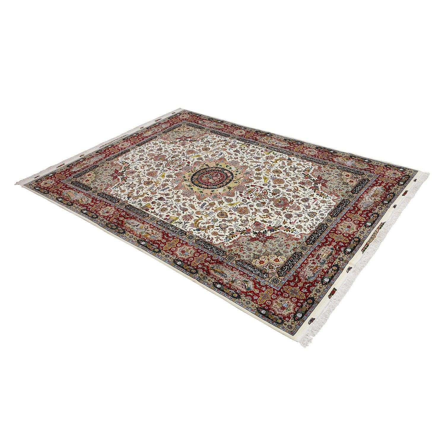 Persiano Tappeto New Persian Tabriz Pournami in lana e seta - Dimensioni: 13'6 X 9'9 in vendita