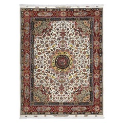 Nouveau tapis persan Tabriz Pournami en laine et soie - Taille : 13'6 X 9'9