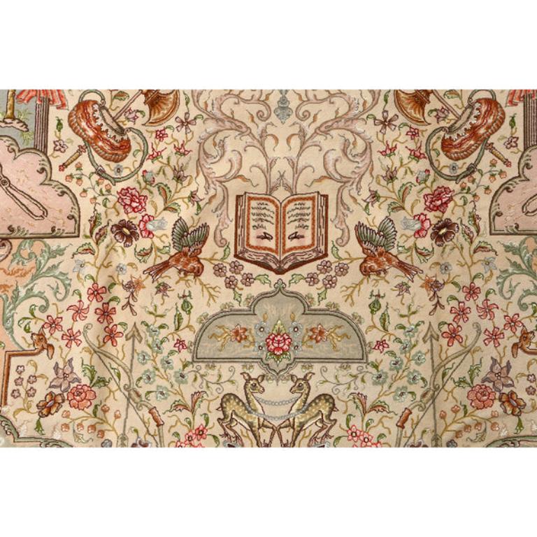 Persiano Tappeto New Persian Tabriz in kork e seta - Dimensioni: 10'8x6'10 in vendita