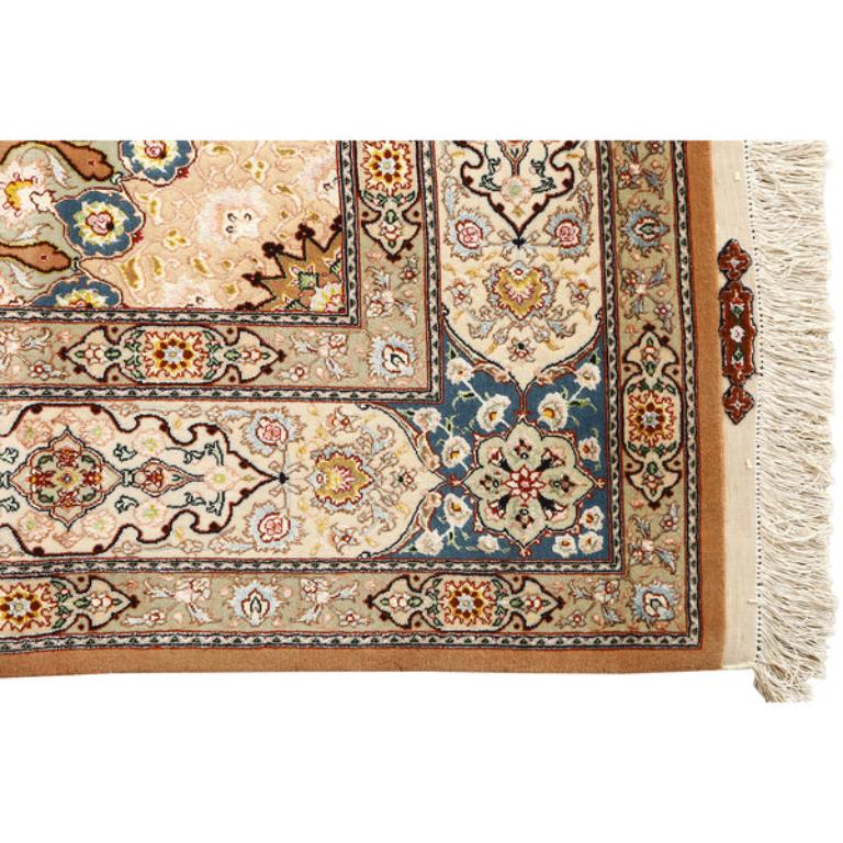 Annodato a mano Tappeto New Persian Tabriz in kork e seta - Dimensioni: 9'11 X 6'7 in vendita