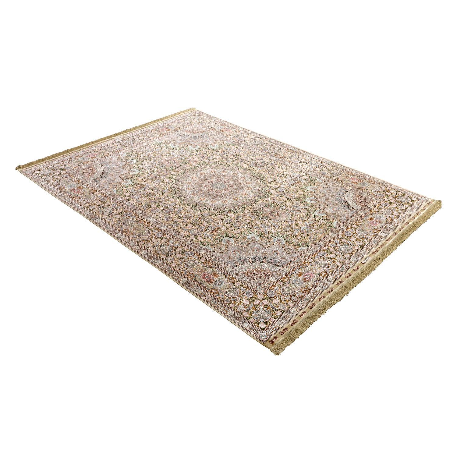 Persiano Tappeto Tabriz persiano in seta e fili dorati - Dimensioni: 13'5 X 9'11 in vendita
