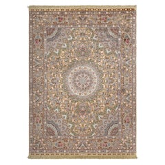 Nueva Alfombra Persa Tabriz de Seda e Hilos Dorados - Tamaño:13'5 X 9'11
