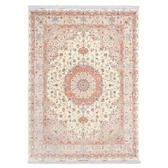 New Persian Tabriz Rug in Wool and Silk- Size: 13'4 X 9'10