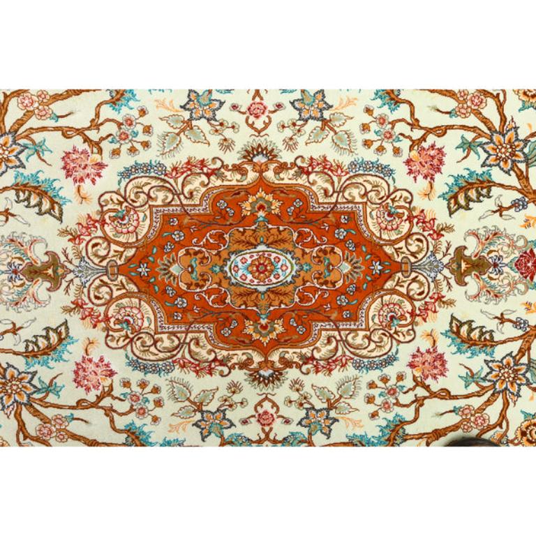 Persiano Tappeto New Persian Tabriz in lana e seta - Dimensioni: 5'2x3'3 in vendita