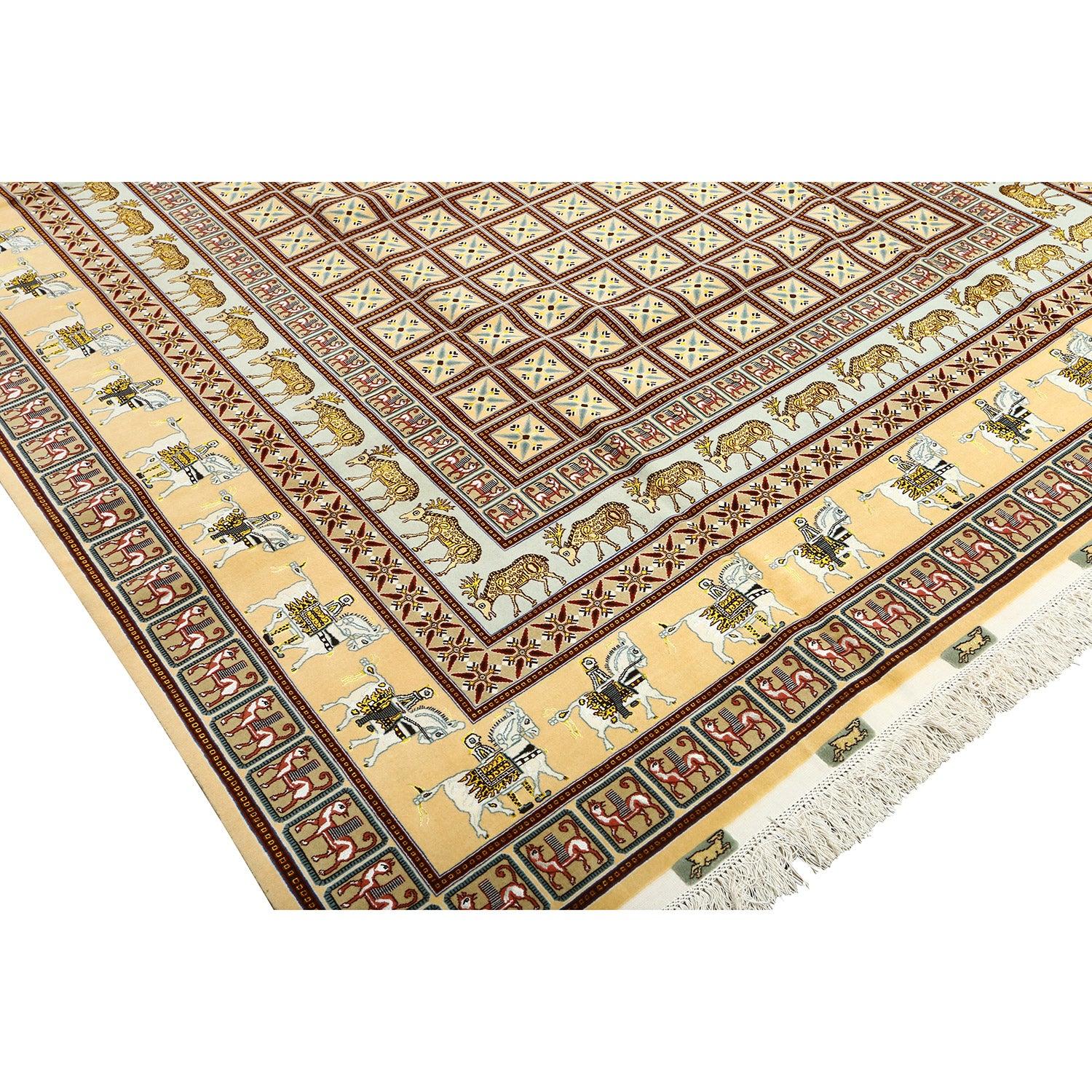 Persiano Tappeto New Persian Tabriz in lana e seta - Dimensioni: 11'7 X 8'2 in vendita