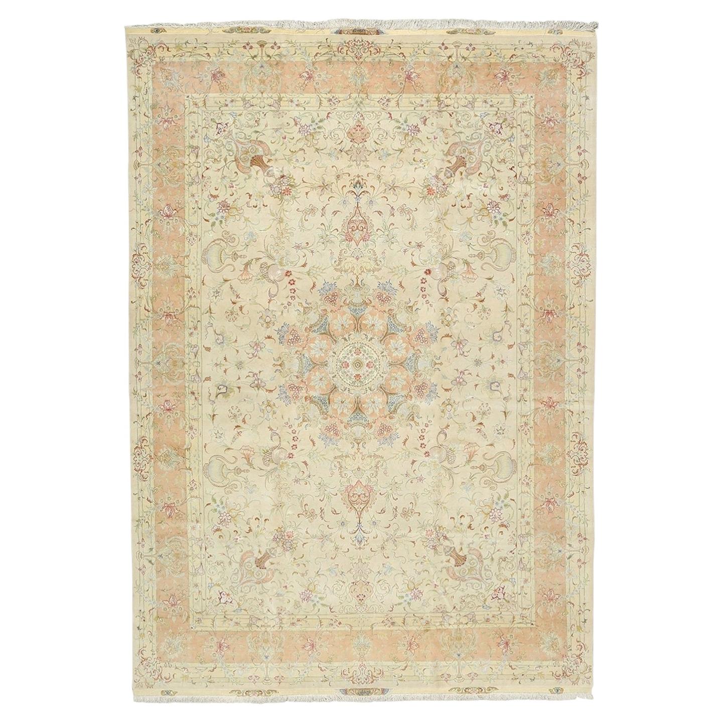 New Persian Tabriz Rug in Wool and Silk - Size:11'8 X 8'3 For Sale