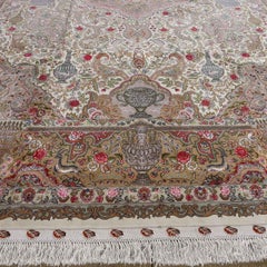 New Persian Tabriz Rug in Wool and Silk - Size:12'0 X 8'4
