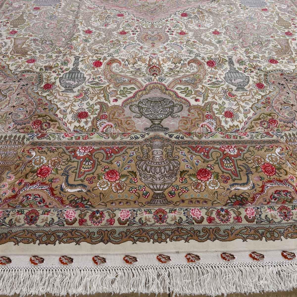 Persiano Tappeto New Persian Tabriz in lana e seta - Dimensioni: 12'0 X 8'4 in vendita