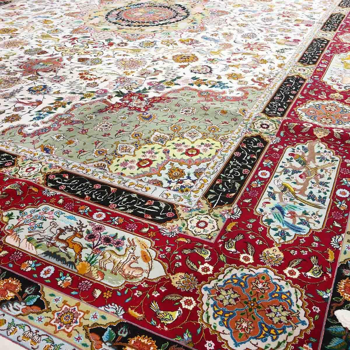 Persiano Tappeto New Persian Tabriz in lana e seta - Dimensioni: 13'9 X 9'11 in vendita