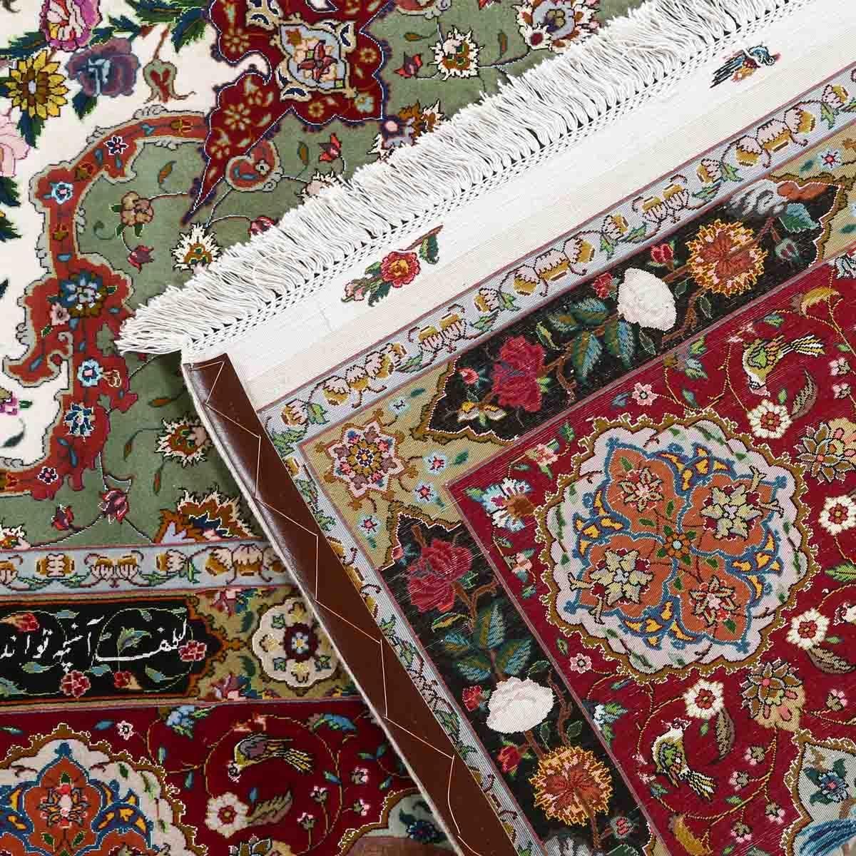 Annodato a mano Tappeto New Persian Tabriz in lana e seta - Dimensioni: 13'9 X 9'11 in vendita