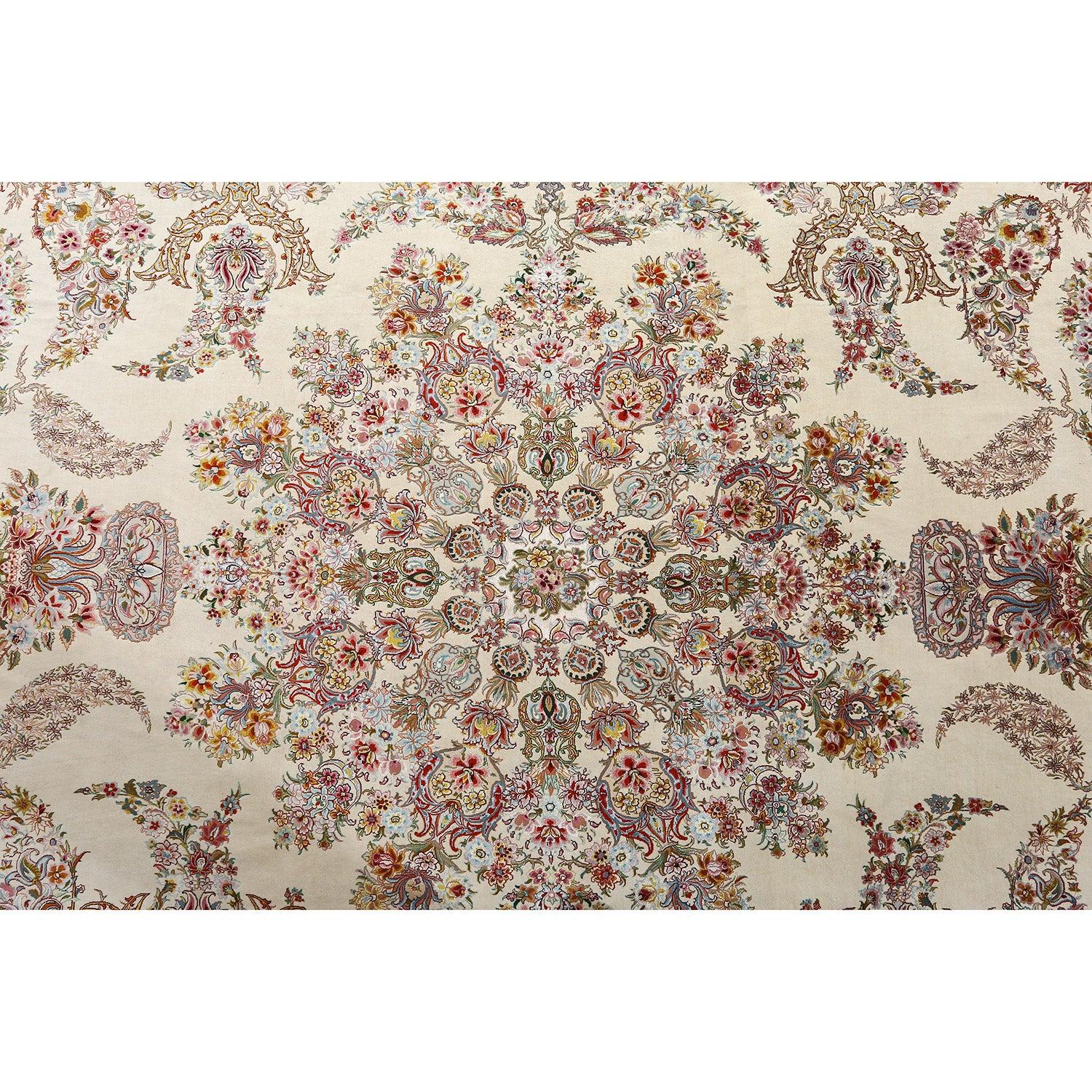 Annodato a mano Tappeto New Persian Tabriz in lana e seta - Dimensioni: 16'6 X 11'3 in vendita