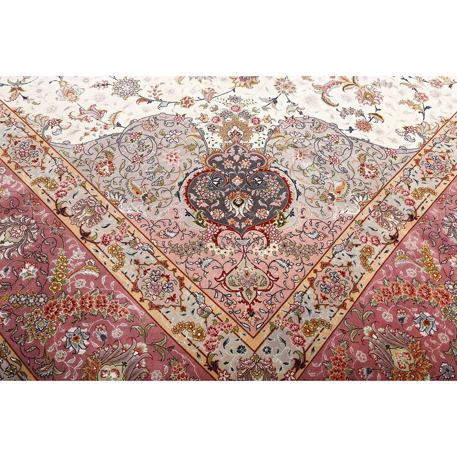 Persiano Tappeto New Persian Tabriz in lana e seta - Dimensioni: 16'8 X 11'8 in vendita