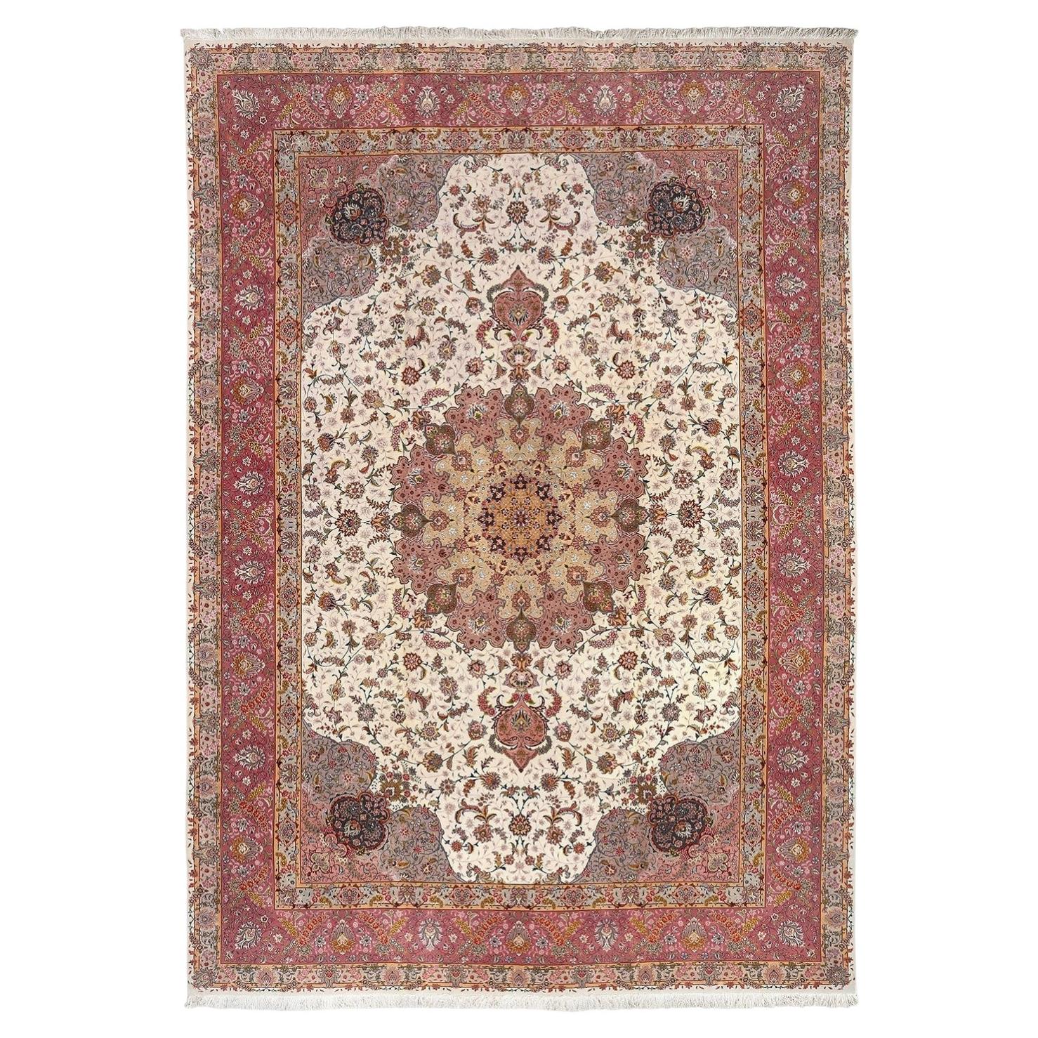 New Persian Tabriz Rug in Wool and Silk - Size:16'8 X 11'8 For Sale