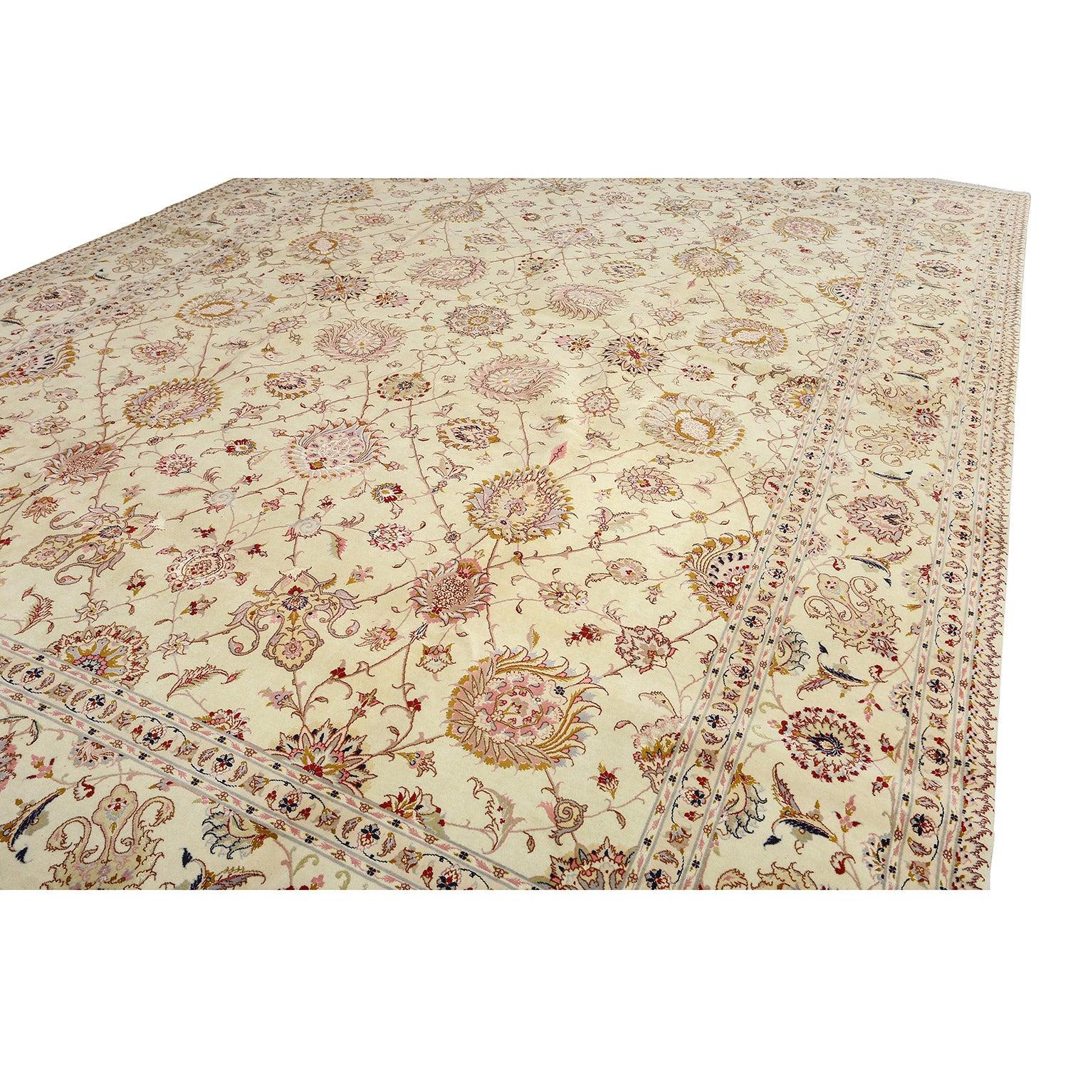 Perse Nouveau tapis persan Tabriz en laine, soie et coton - Taille:13'4 X 9'11 en vente