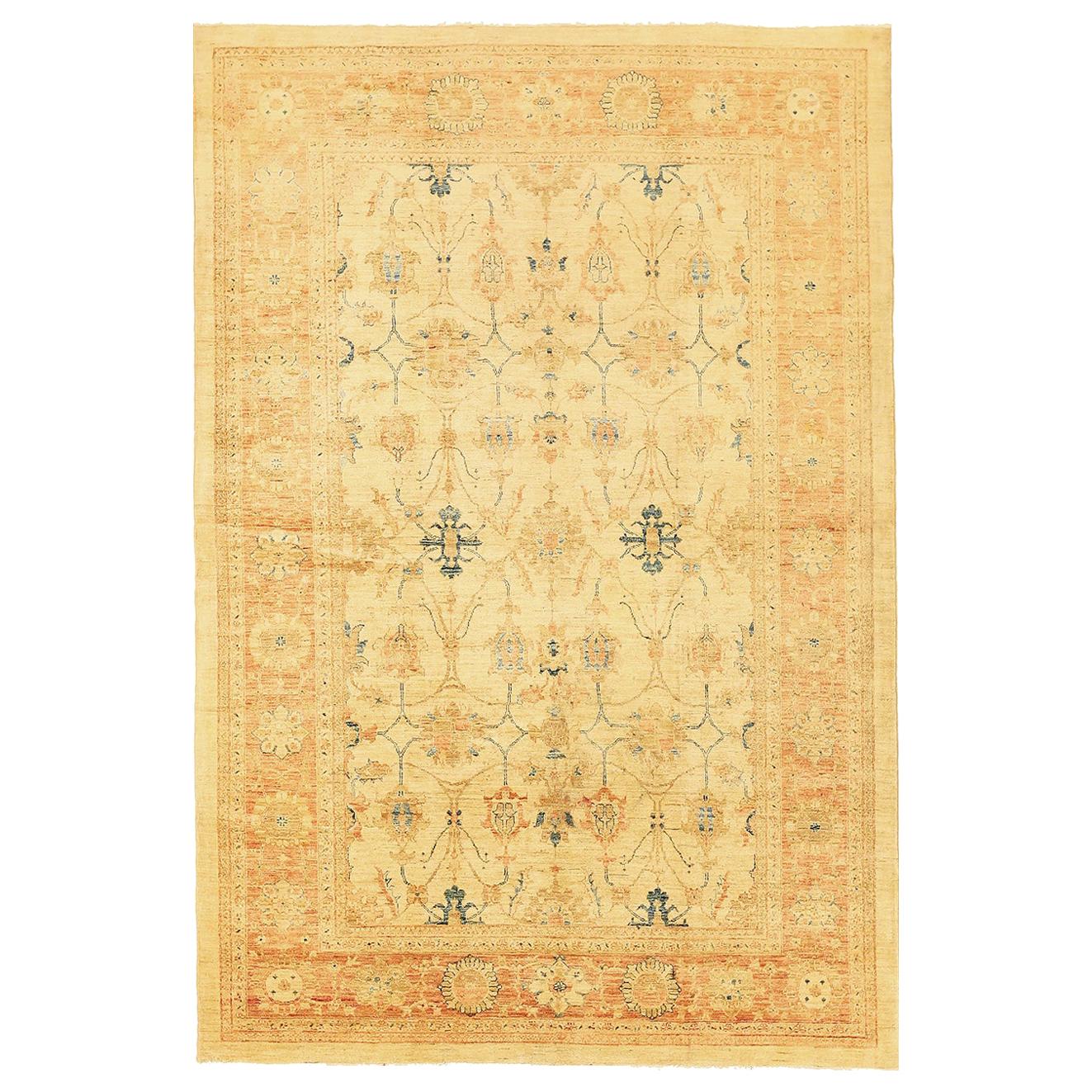 New Persian Tabriz Rug with Navy Blue and Beige Floral Field