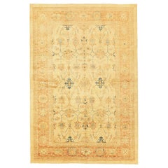 New Persian Tabriz Rug with Navy Blue and Beige Floral Field
