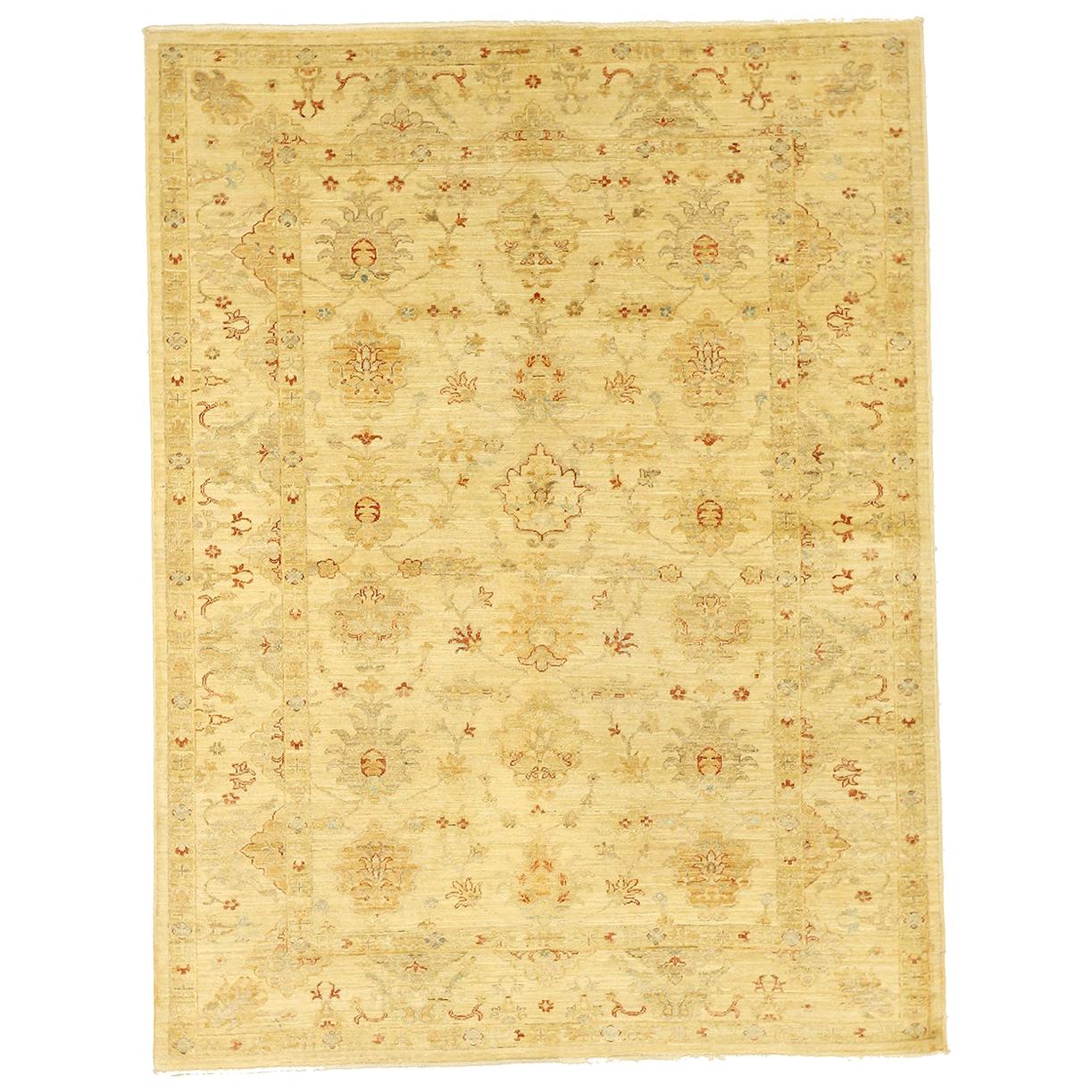 New Persian Tabriz Rug with Red and Beige Florals on Ivory Field For Sale