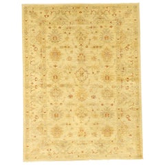New Persian Tabriz Rug with Red and Beige Florals on Ivory Field