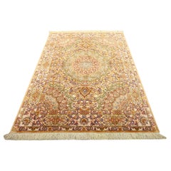 Nueva Alfombra Persa Tabriz Souf de Seda e Hilo Metálico - Tamaño: 7'2x5'1