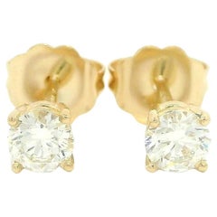 NEW Petite 14k White Gold 0.42ctw Diamond Classic Stud Earrings