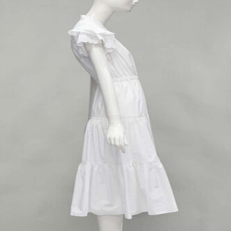 Gris PHILOSOPHY - Robe blanche à manches volantées et œillets en dentelle, neuve, taille IT 38 XS, 2019 en vente