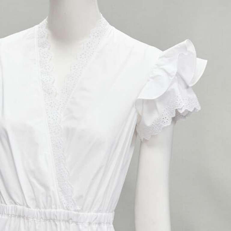 PHILOSOPHY - Robe blanche à manches volantées et œillets en dentelle, neuve, taille IT 38 XS, 2019 en vente 1