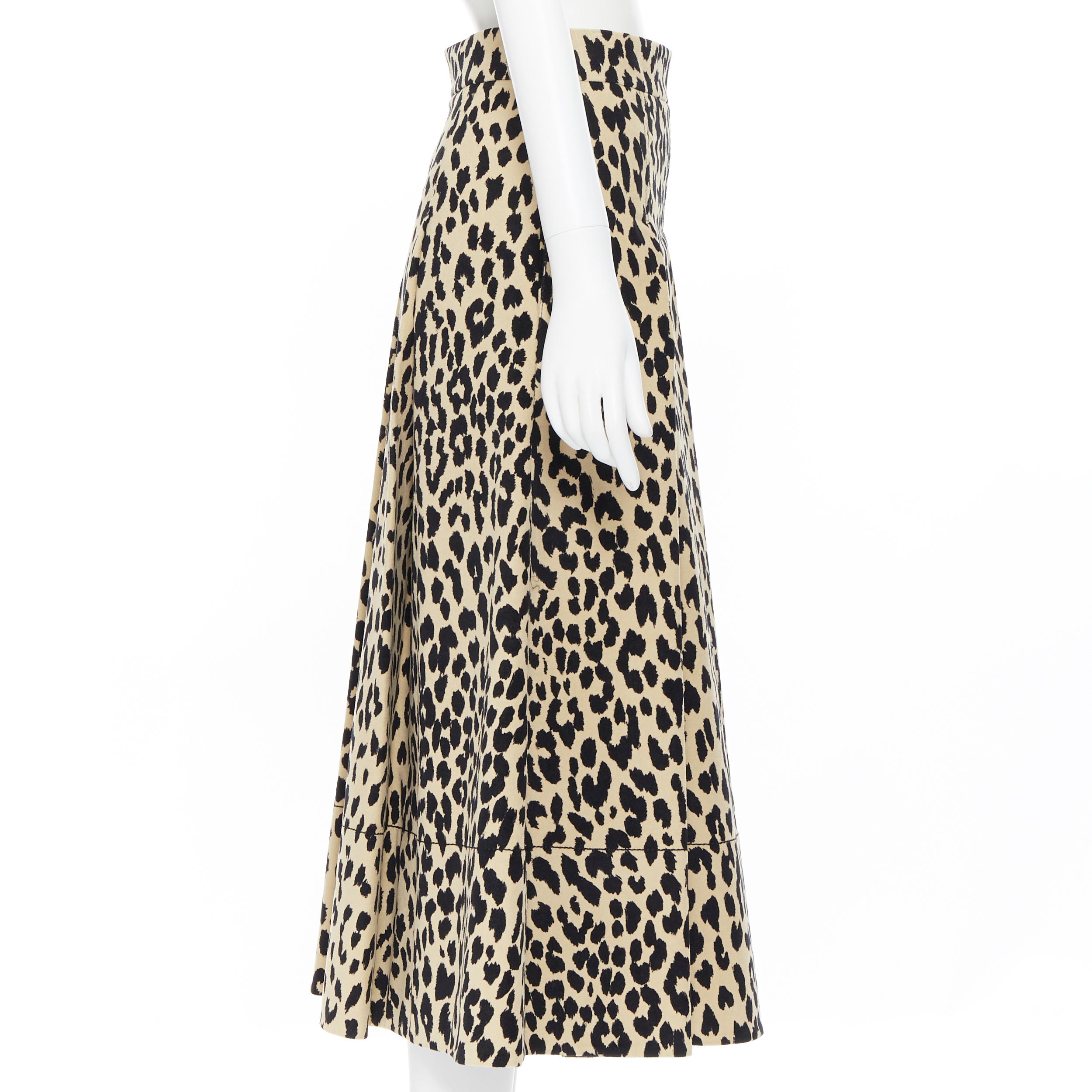 De las mujeres nuevo PIAZZA SEMPIONE falda midi acampanada de algodón con estampado de manchas de leopardo negro crema IT38