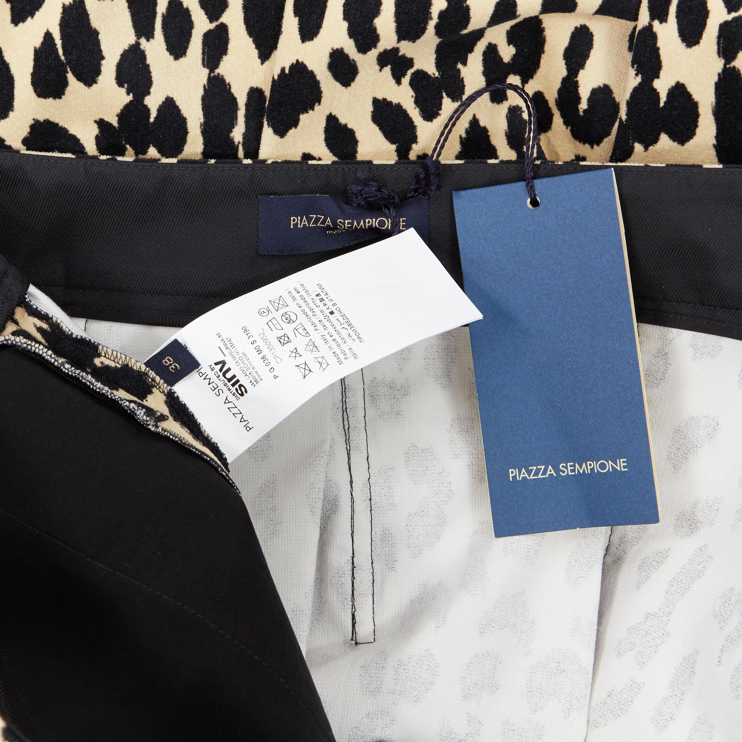 new PIAZZA SEMPIONE cream black leopard spot print cotton midi flared skirt IT38 2