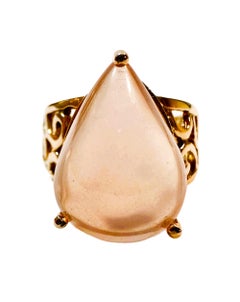 New Pink Chalcedony Rose Gold Plated Sterling Filigree Ring Size 6.5