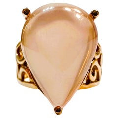 New Pink Chalcedony Rose Gold Plated Sterling Filigree Ring Size 6.5