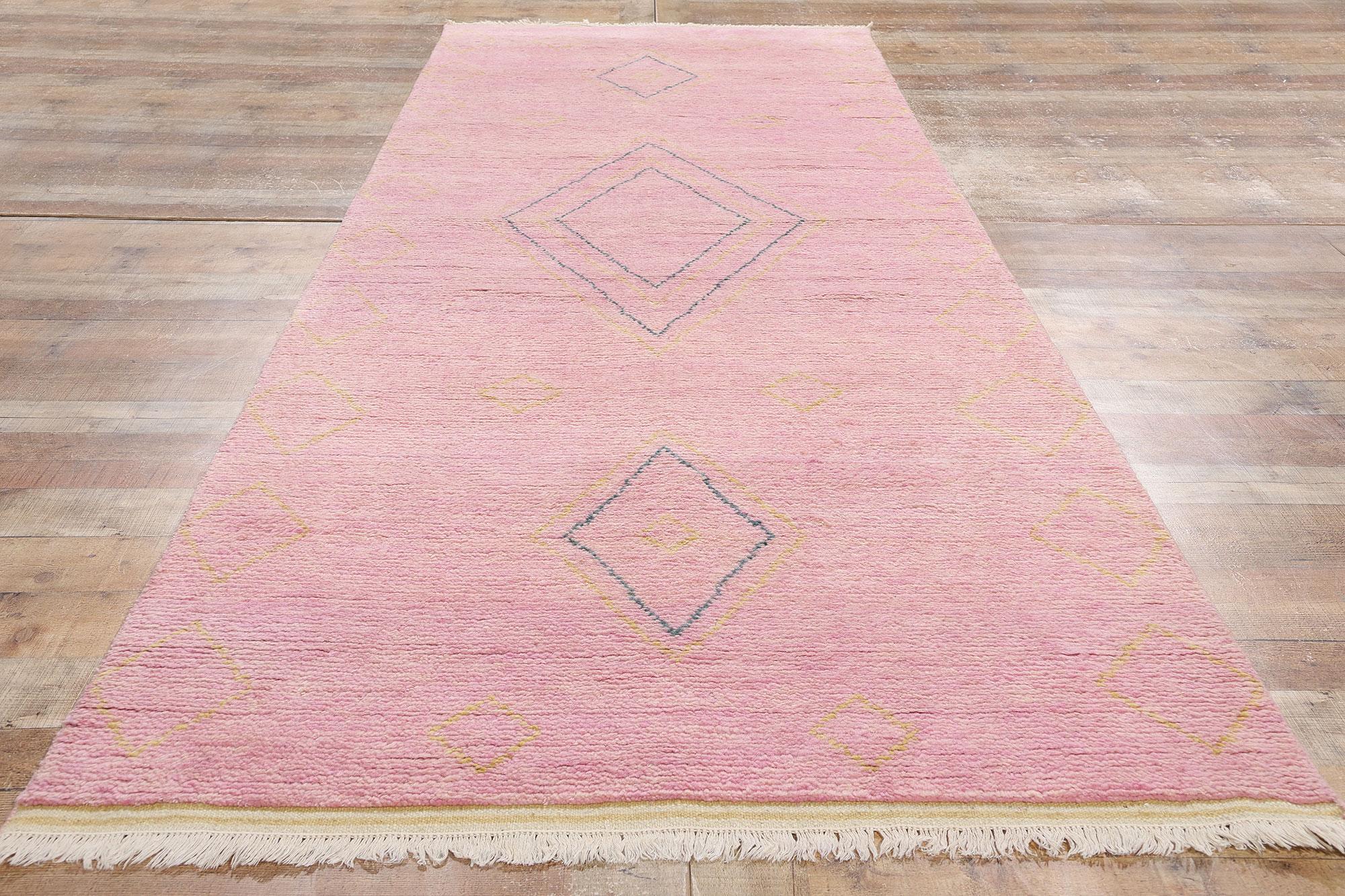 Lana New Pink Diamond Tappeto marocchino moderno, 03'11 x 12'00 in vendita