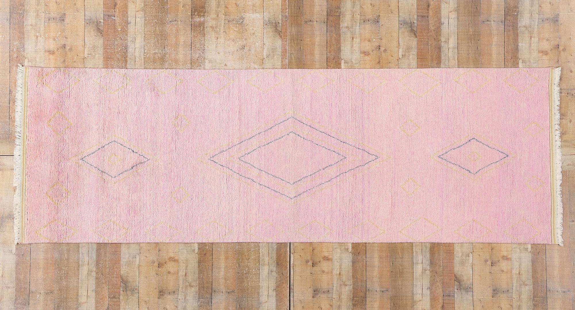 New Pink Diamond Tappeto marocchino moderno, 03'11 x 12'00 in vendita 1