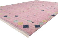 New Pink Diamonds Contemporary Moroccan Area Rug