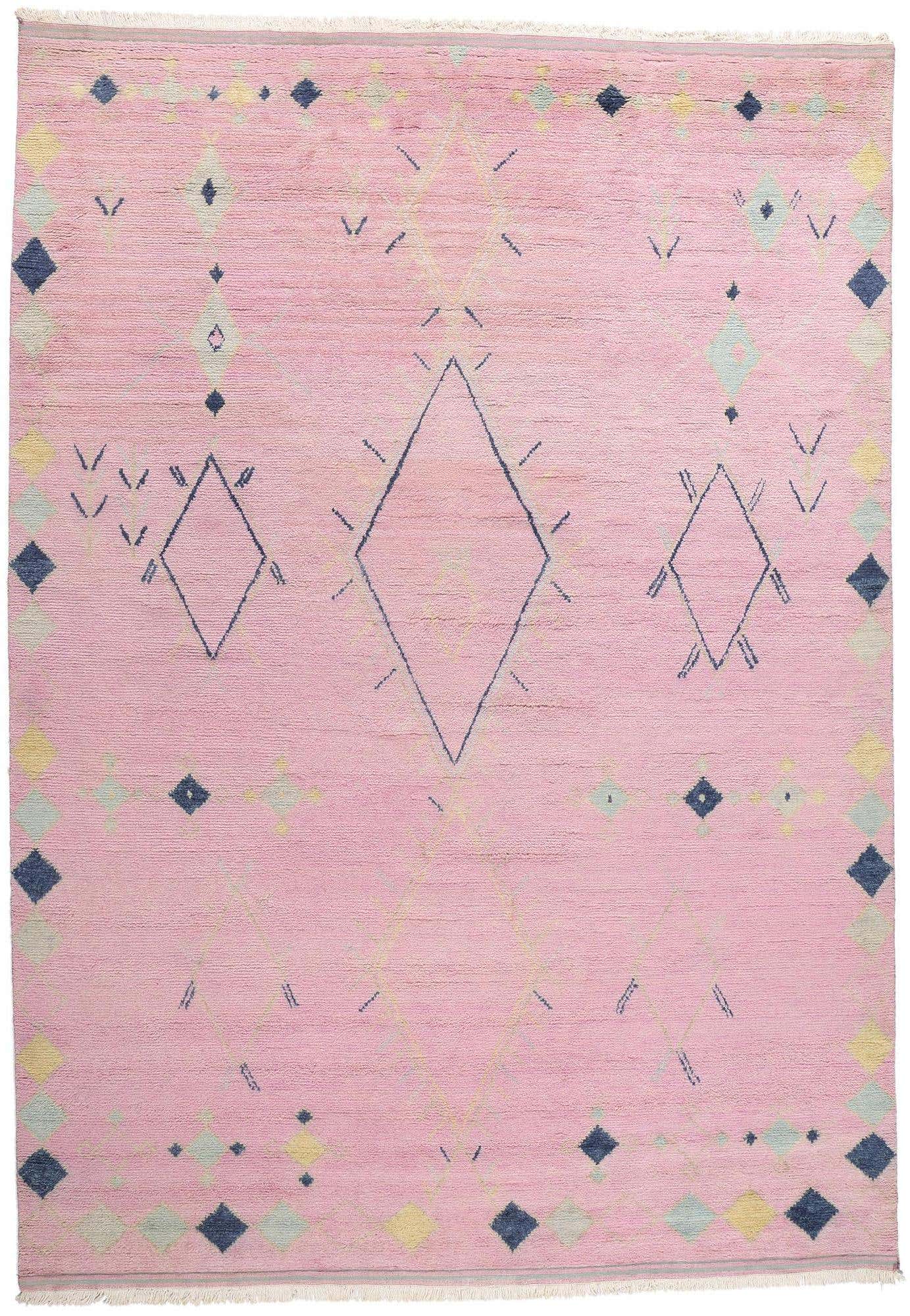 Pink Arabic Rug New Pink Diamonds Contemporary Moroccan Area Rug For Sale at 1stDibs