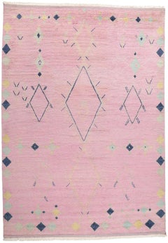 New Pink Diamonds Contemporary Moroccan Area Rug