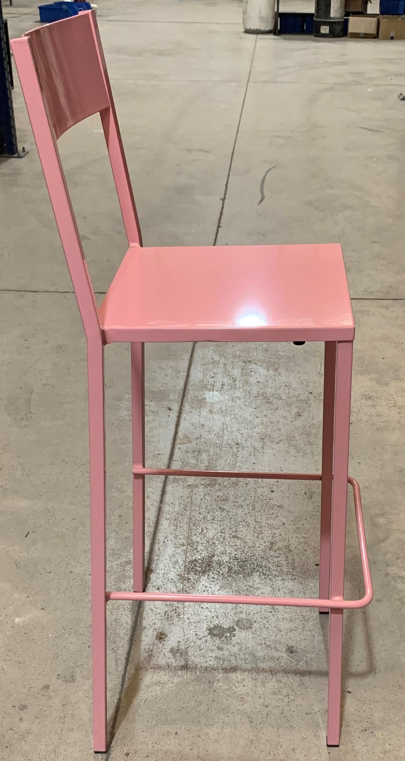 Industrial, counter height, shop stool features a wrought iron frame and seat.
You can customize the measurements, colors and the seat (wood or iron).
      