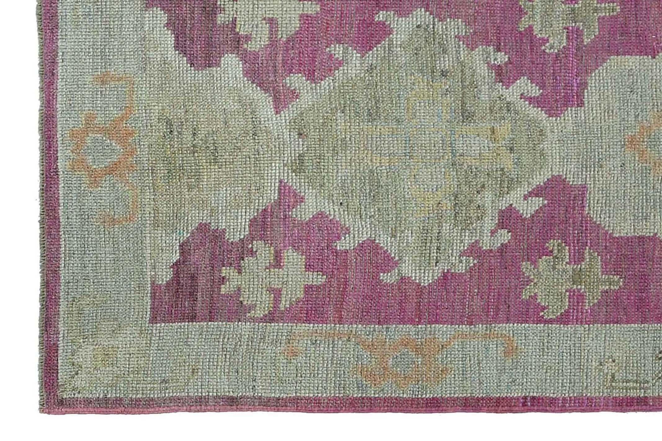 Afghanistan Oushak Runner Rug Circa 1990 - Wool Light Blue Pink Design - 95453 For Sale 5