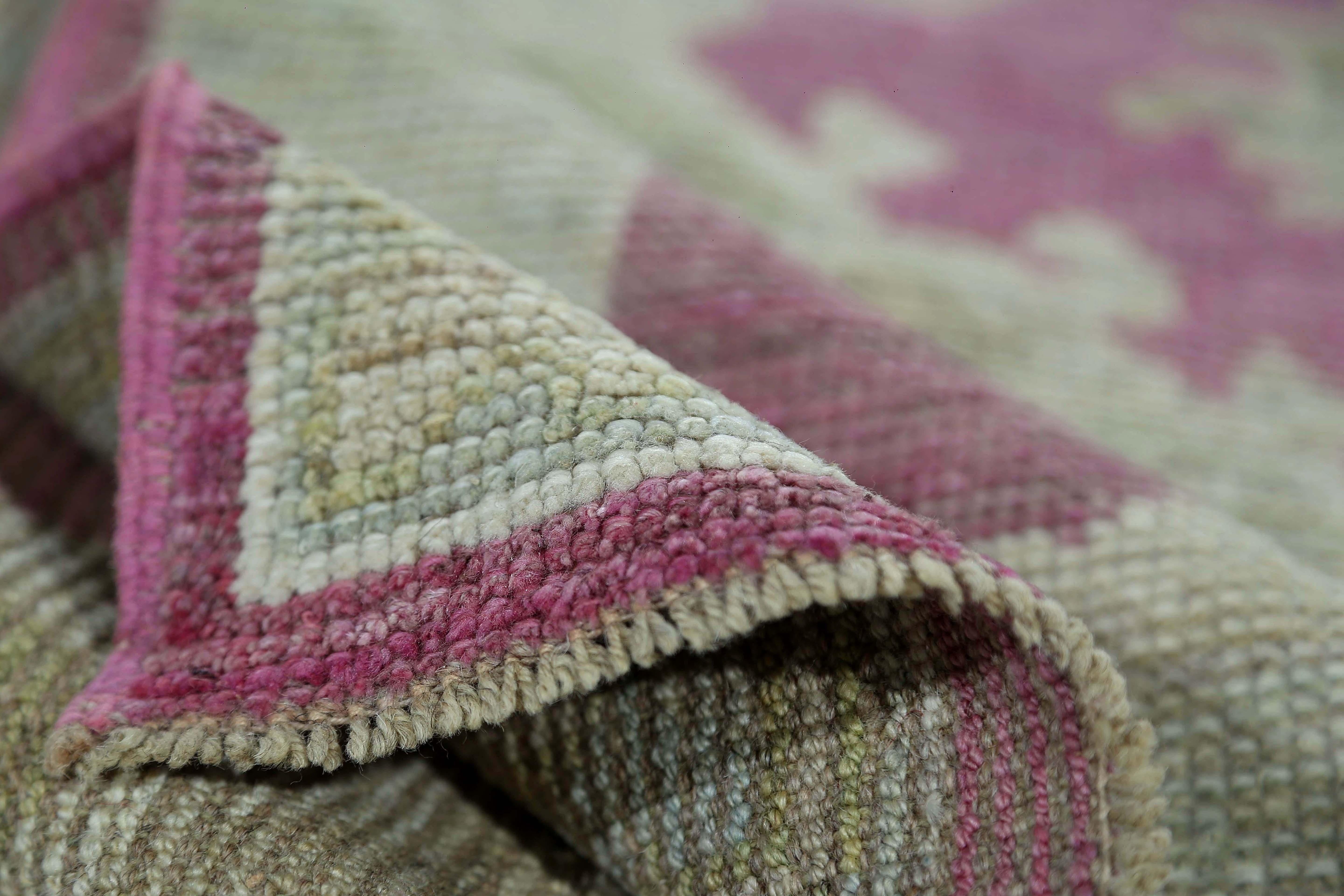 20th Century Afghanistan Oushak Runner Rug Circa 1990 - Wool Light Blue Pink Design - 95453 For Sale