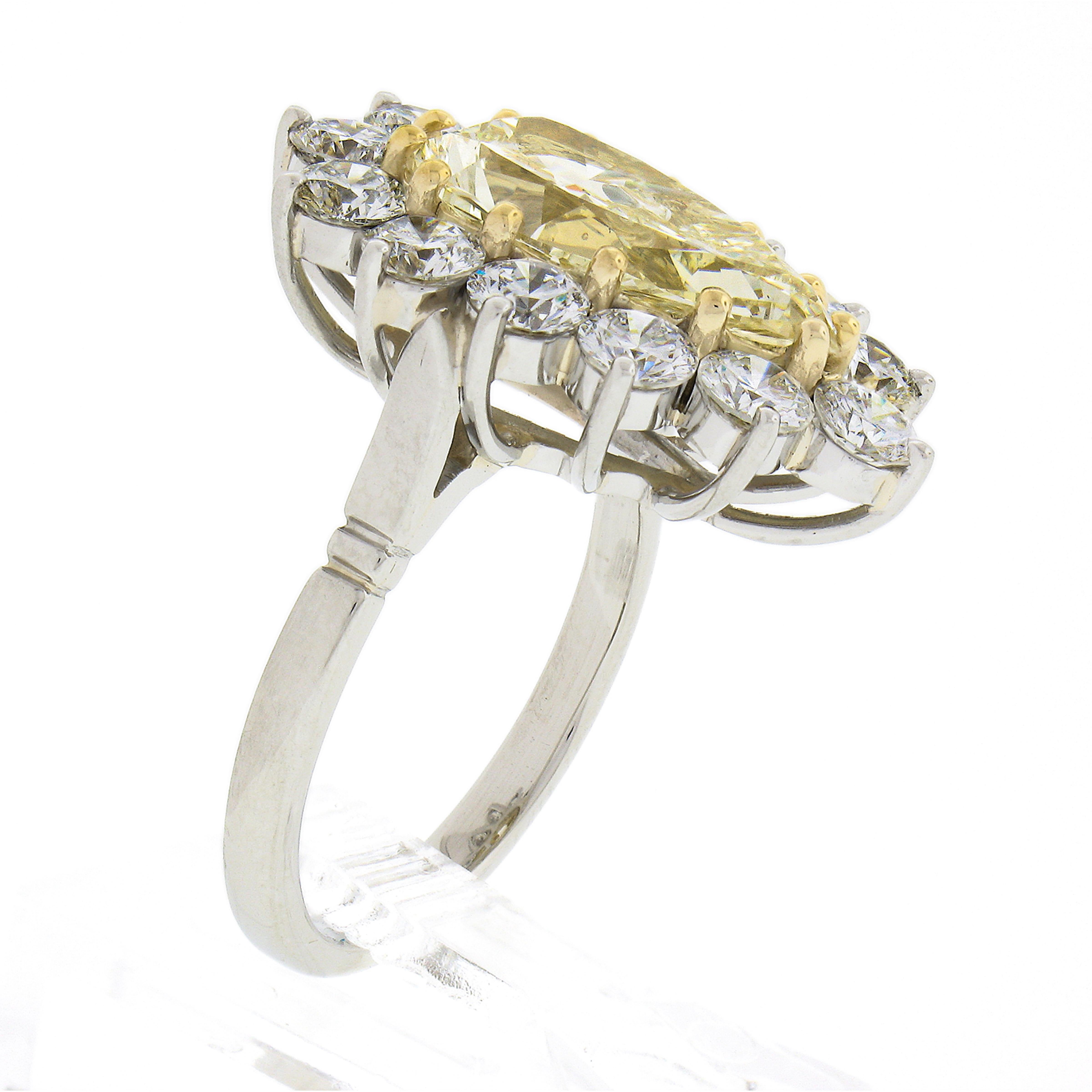 18k Gold 5.64ctw GIA Fancy Light Yellow Pear Diamond w/ Halo Engagement Ring 4