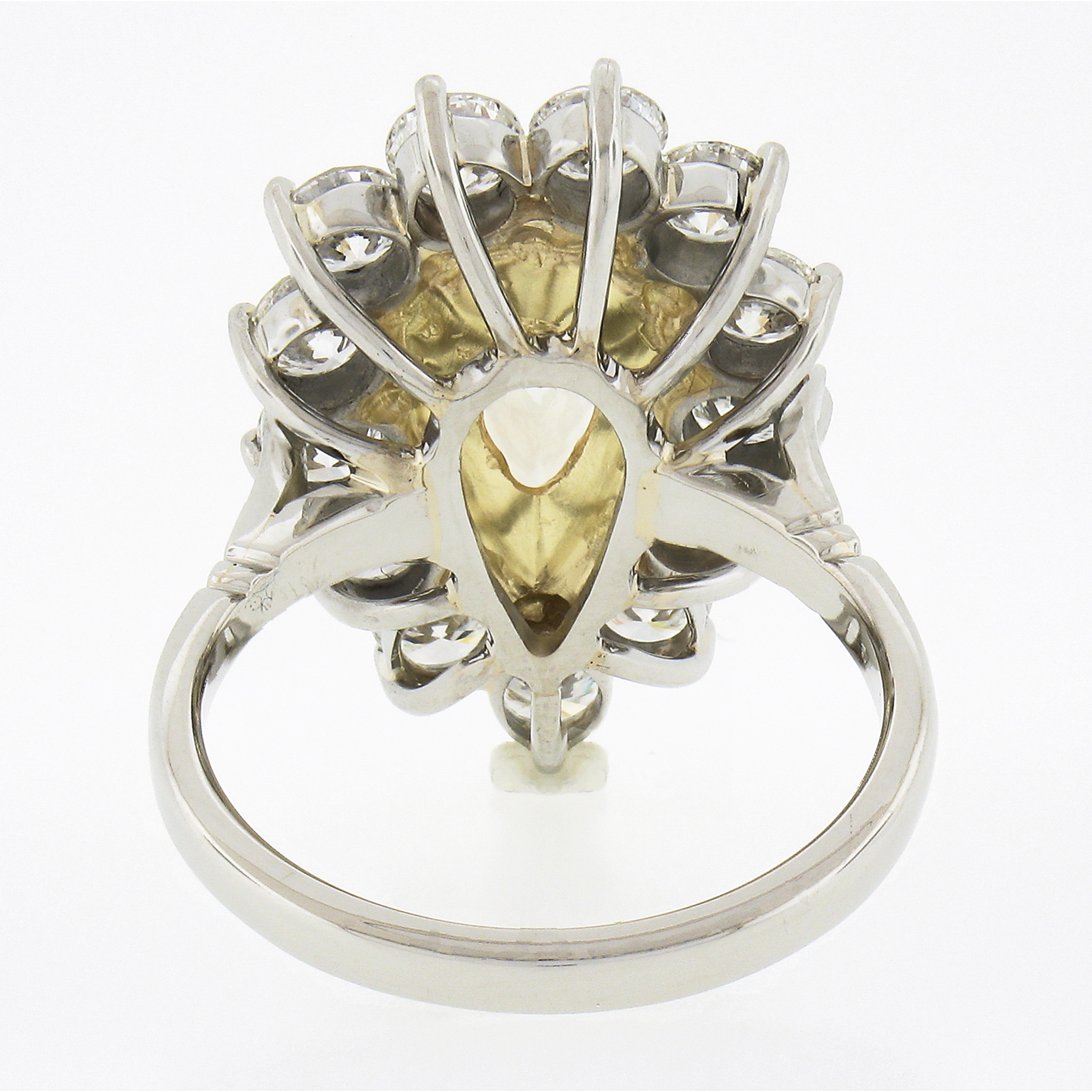18k Gold 5.64ctw GIA Fancy Light Yellow Pear Diamond w/ Halo Engagement Ring 2