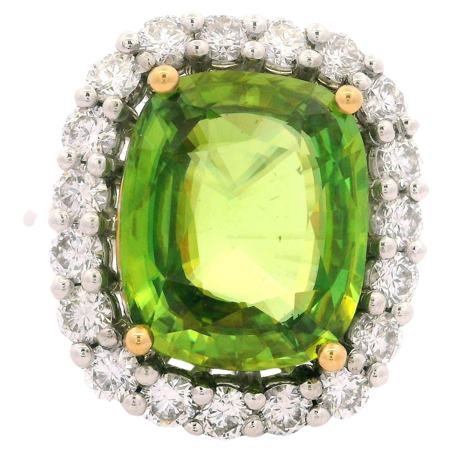 New Plat & 18k Gold GIA 10,46ctw Kissen Sphene und Diamant Halo Cocktail-Ring