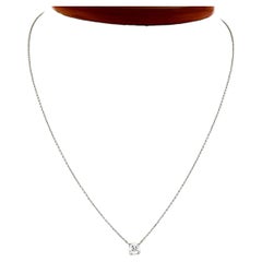 New Platinum 0.34ctw Old European Diamond Prong Solitaire Pendant Chain Necklace
