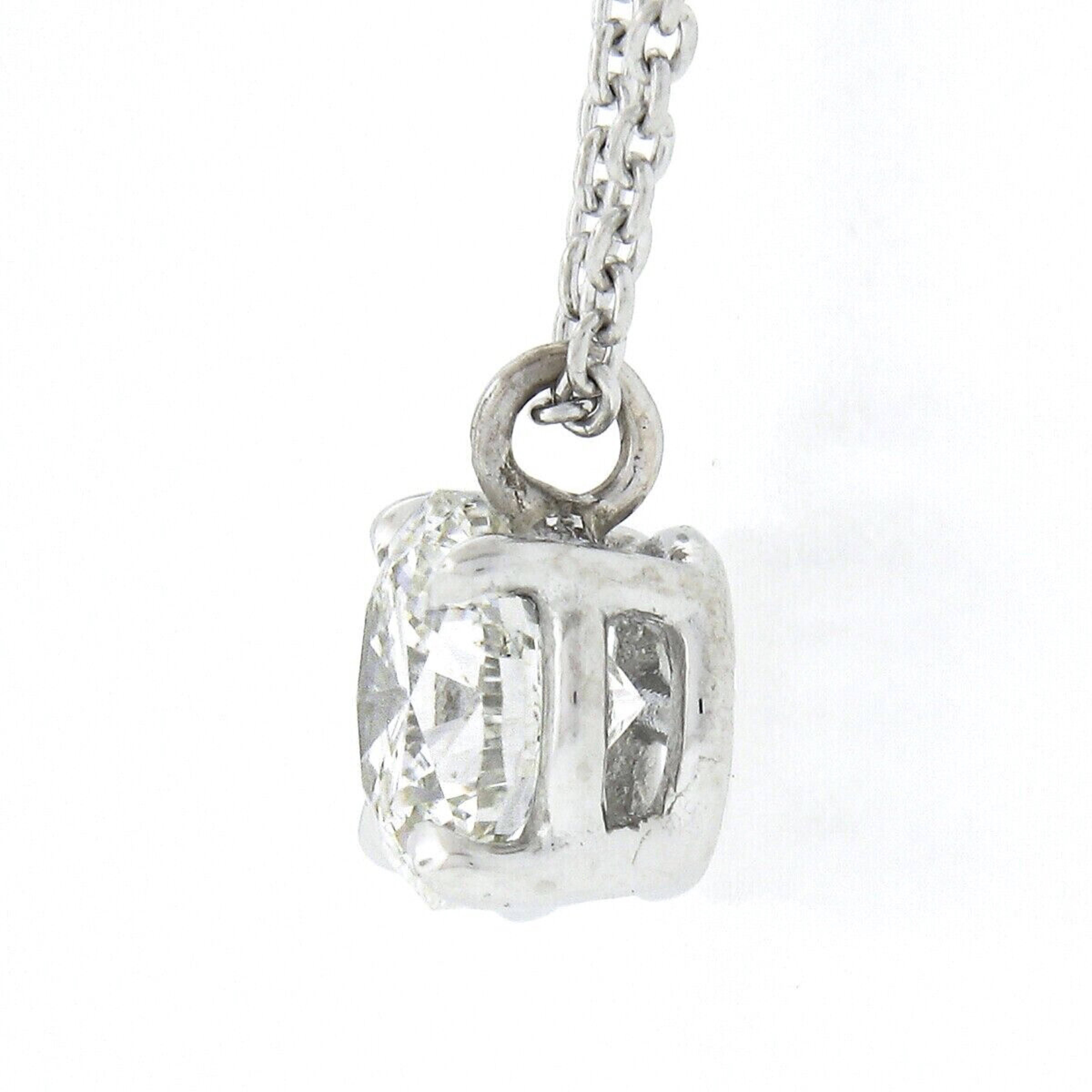 Women's New Platinum 1.01ctw GIA Round Prong Set Diamond Solitaire Slide Pendant & Chain